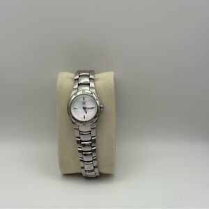 ESQ Swiss Made Stainless Steel Women's Watch MOP E5291 Diamond Bezel Works!